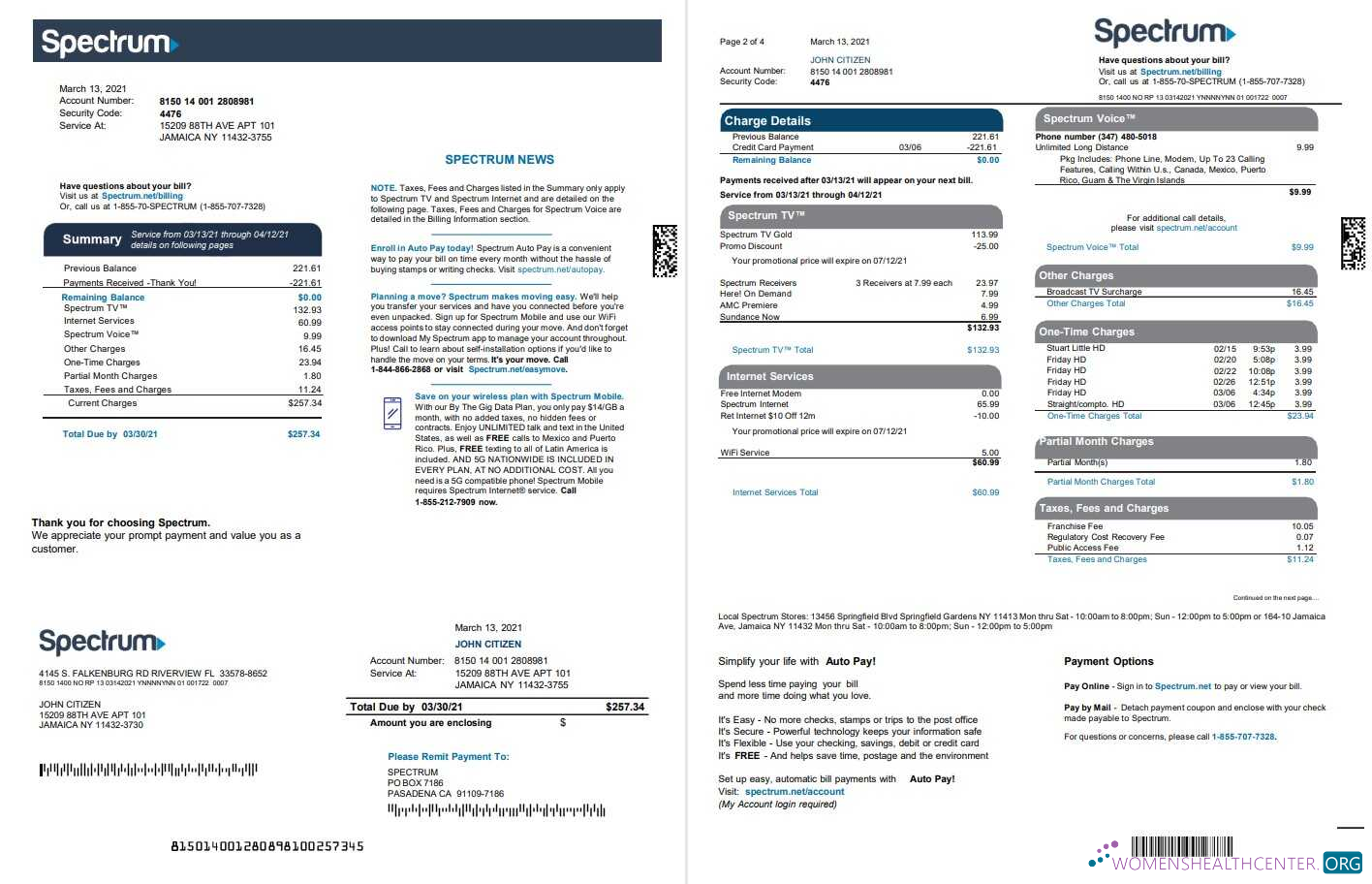 download download USA Spectrum utility bill template in Word and PDF format (4 pages) 1 2 PDF template PDF template